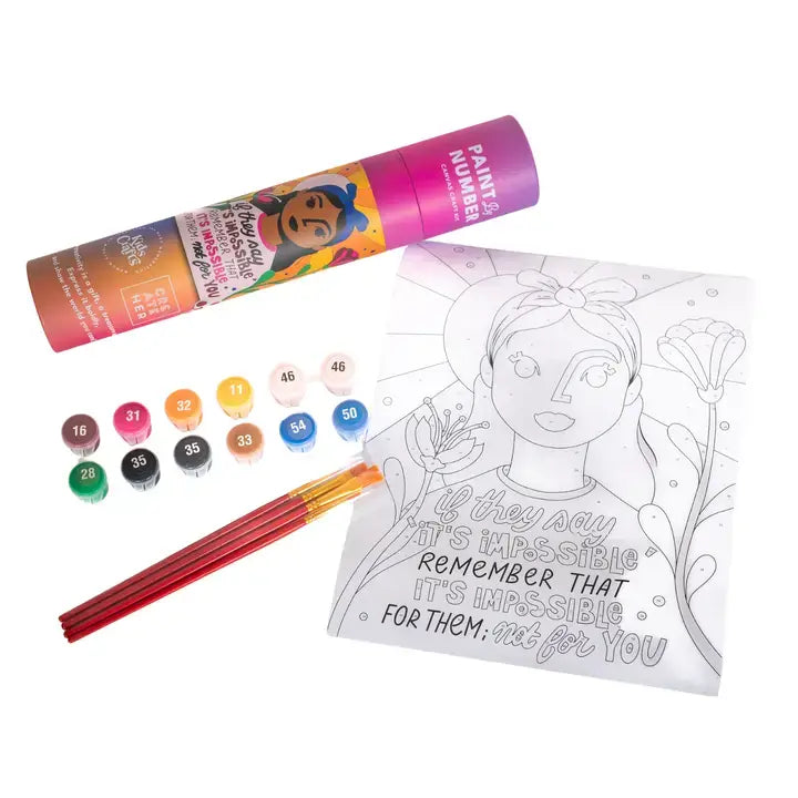 Coloring book with illustrations, paint markers, and a coloring book with text and graphics on a white background