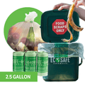 Eco-friendly food waste bin with banana peel, compostable bags, and 'Eco-Safe' branding.