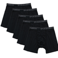 Five pairs of black Spun Bamboo boxer briefs on a white background