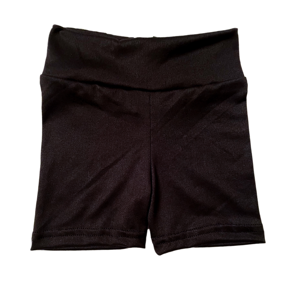 Black bamboo cartwheel shorts on plain background