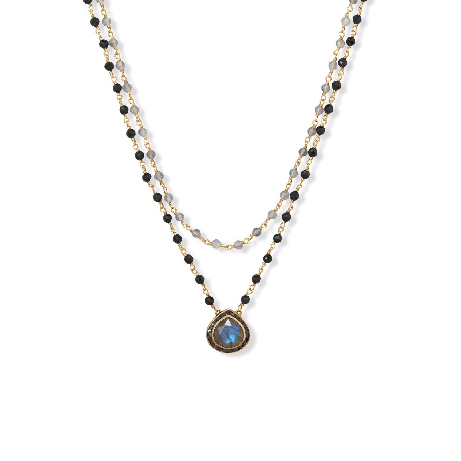 Necklace with a teardrop pendant on a white background