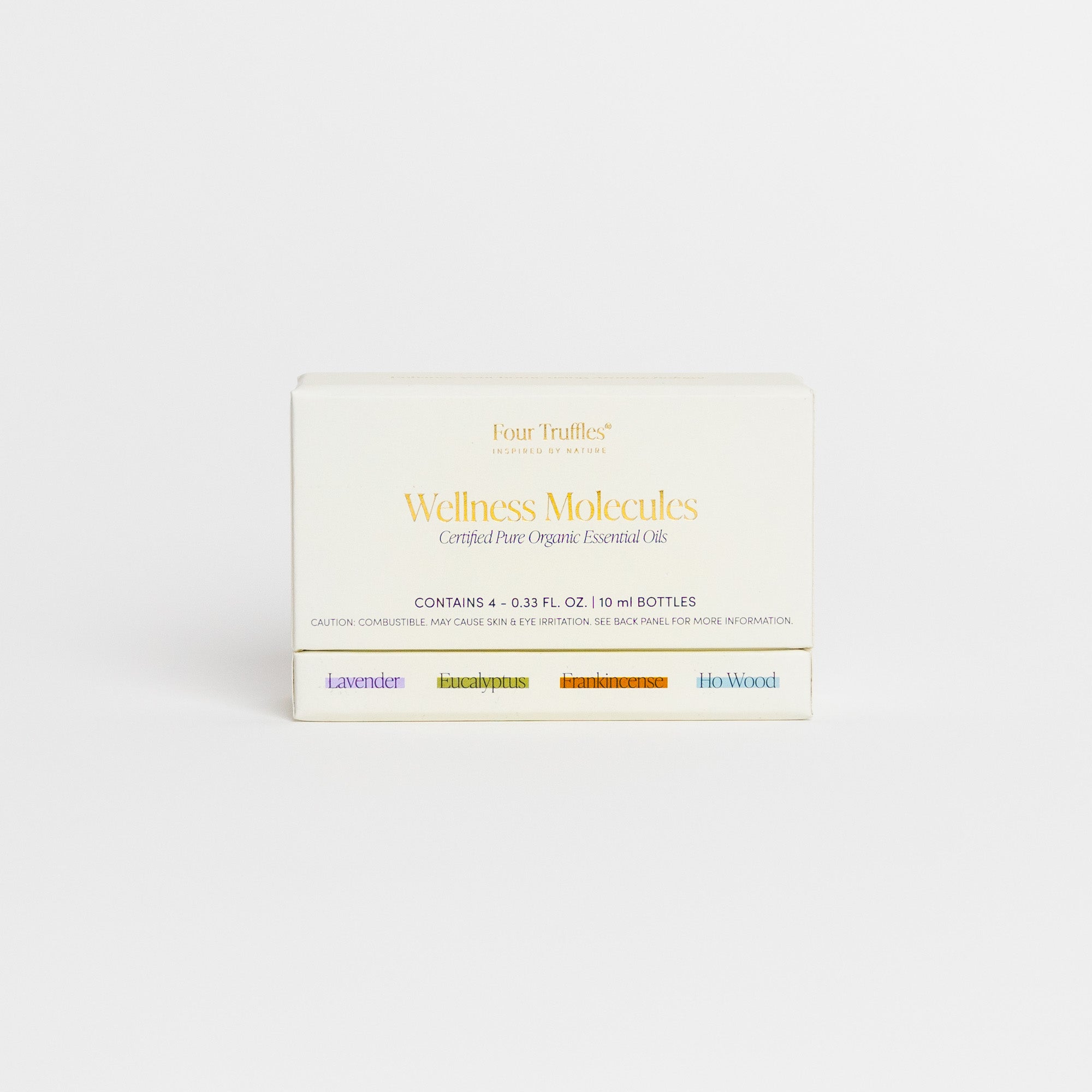 Box of Four Truffles Wellness Molecules essential oils on a white background