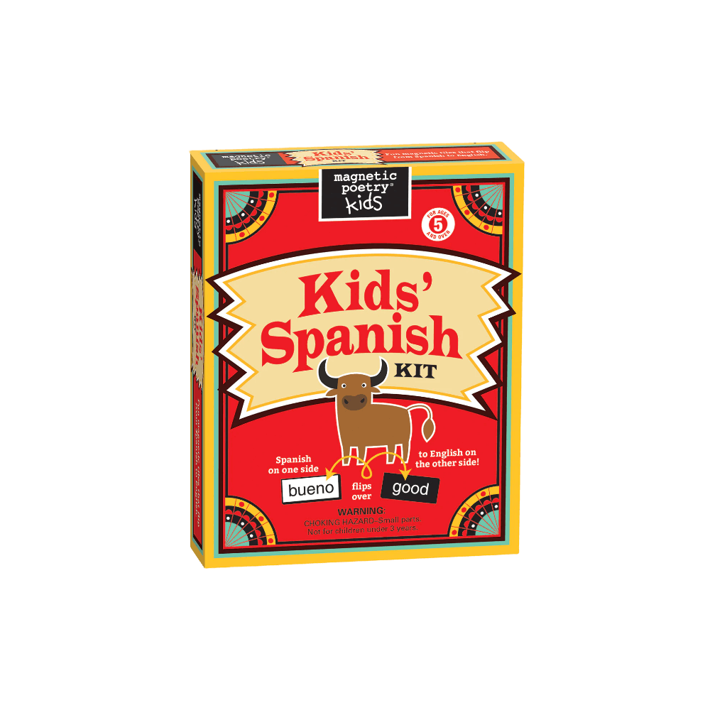 Box for Kids' Spanish Kit with bull illustration on a red background