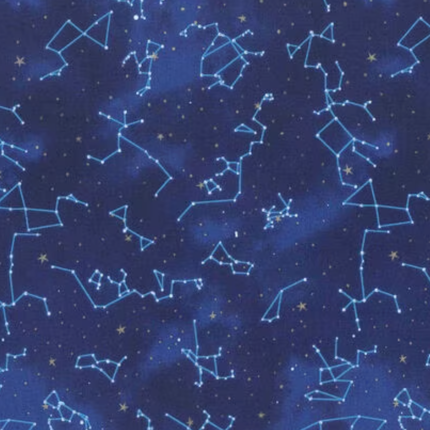 Pattern of constellations on a blue background