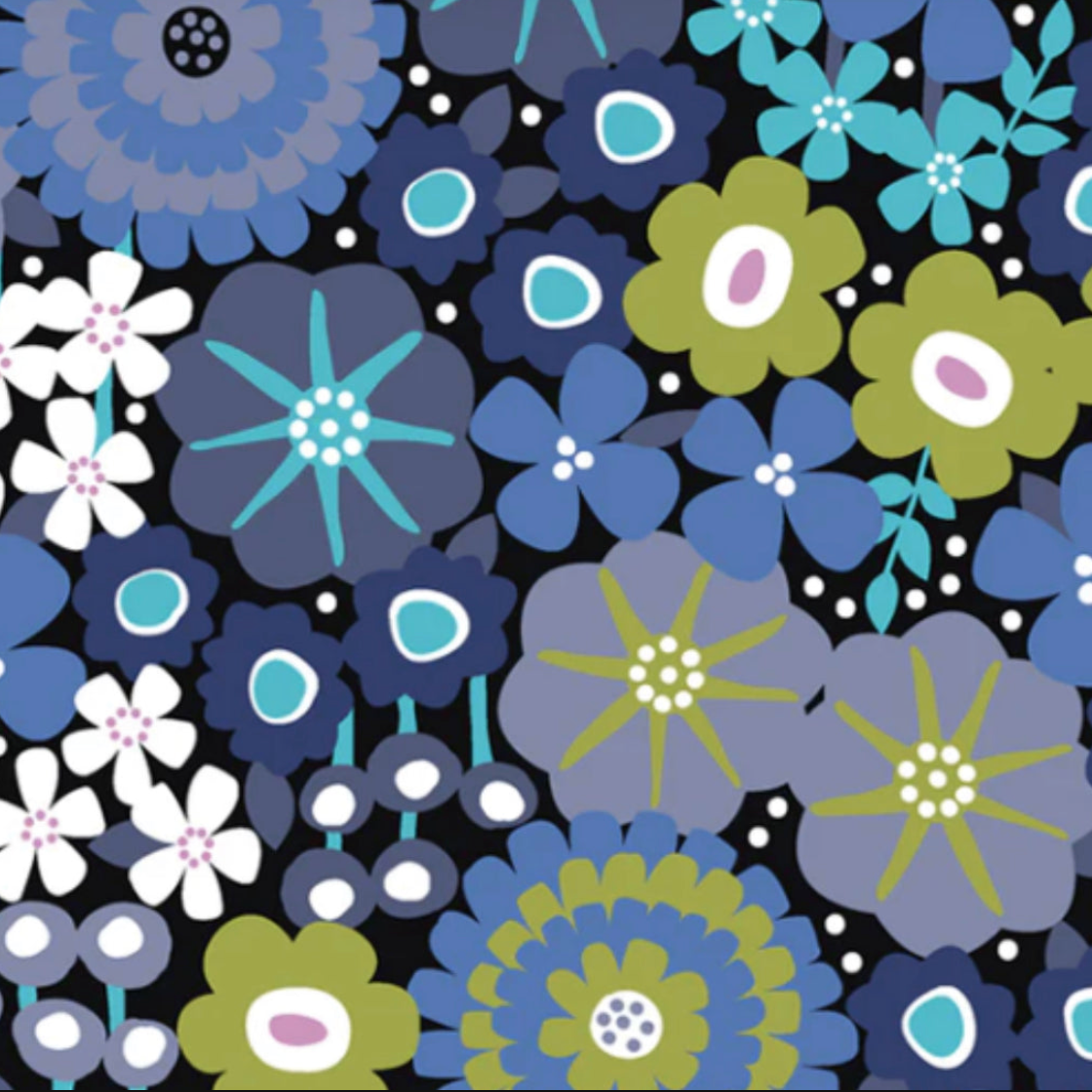 Colorful floral pattern on a black background