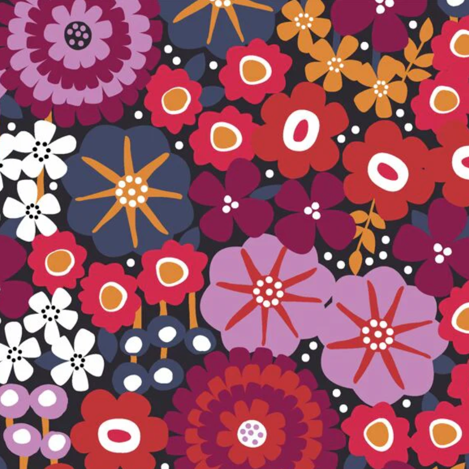 Colorful floral pattern on a dark background