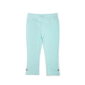 Light blue pants with button details on a white background