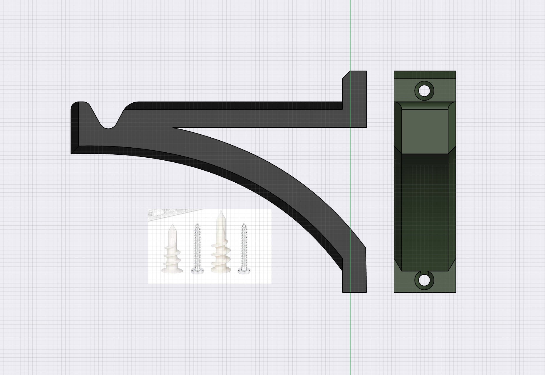 Black metal bracket on a grid background
