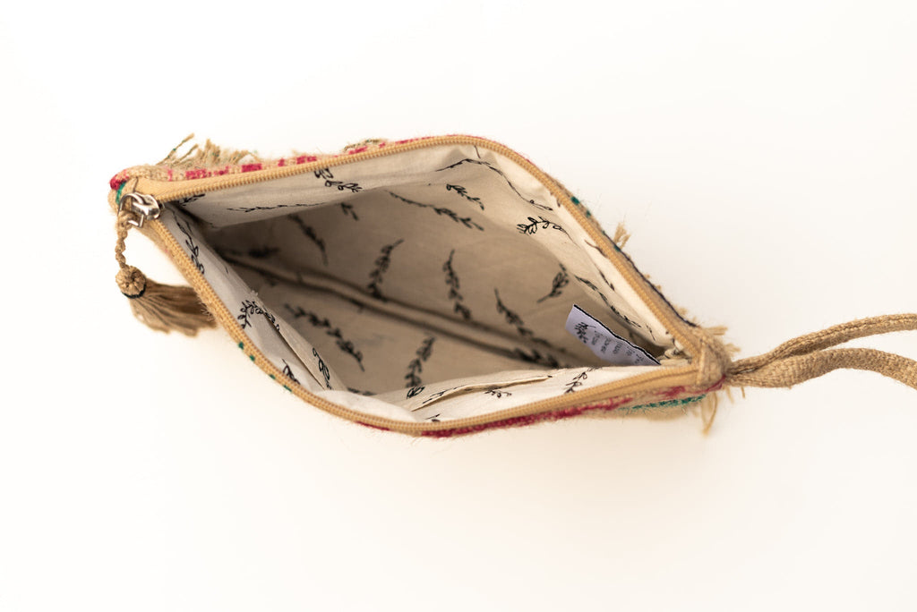 Small handbag with a floral pattern on a white background